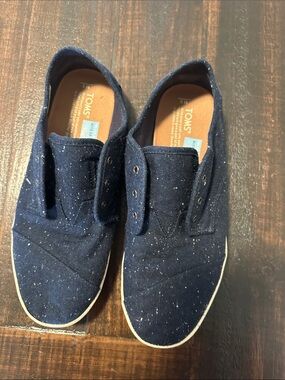 Toms Navy Speckled Canvas Slip-Ons